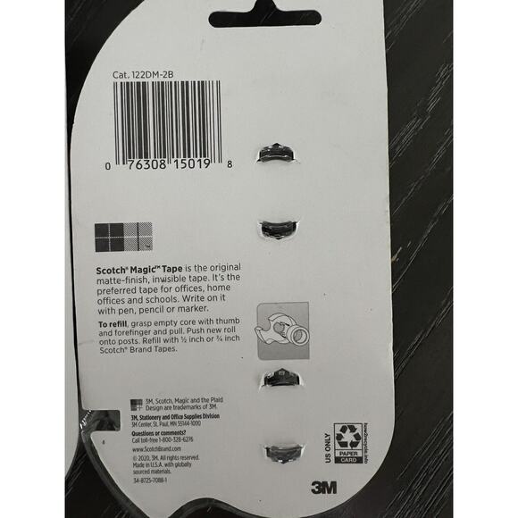 Scotch 3M Magic Tape Multipurpose Matte Finish 3/4" x 675" ea - 8 Rolls Total - Picture 4 of 4